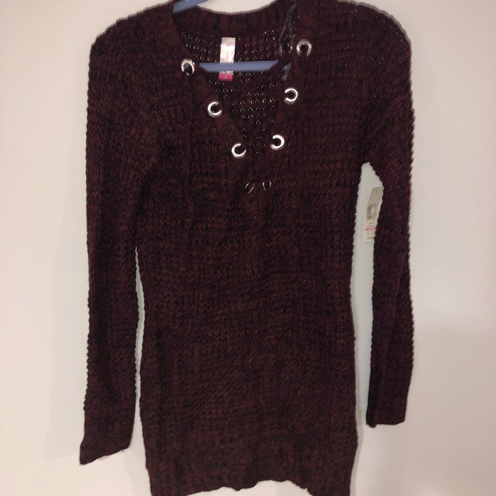 Burgundy knit sweater/sweater dress